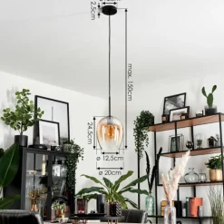 Suspension Verre 20cm Vevino Noir, 1 lumière