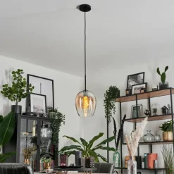 Suspension Verre 20cm Vevino Noir, 1 lumière