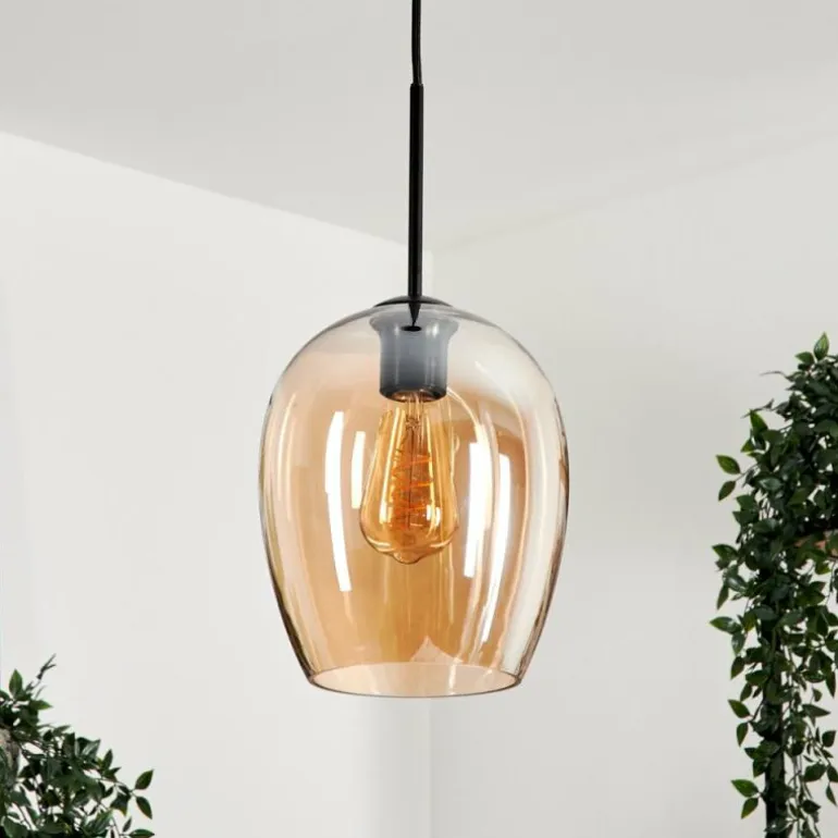 Suspension Verre 20cm Vevino Ambre, 1 lumière