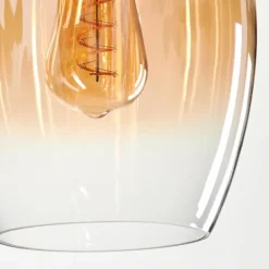 Suspension Verre 20cm Vevino Ambre, Clair, 3 lumières