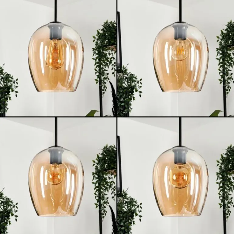 Suspension Verre 20cm Vevino Ambre, 3 lumières