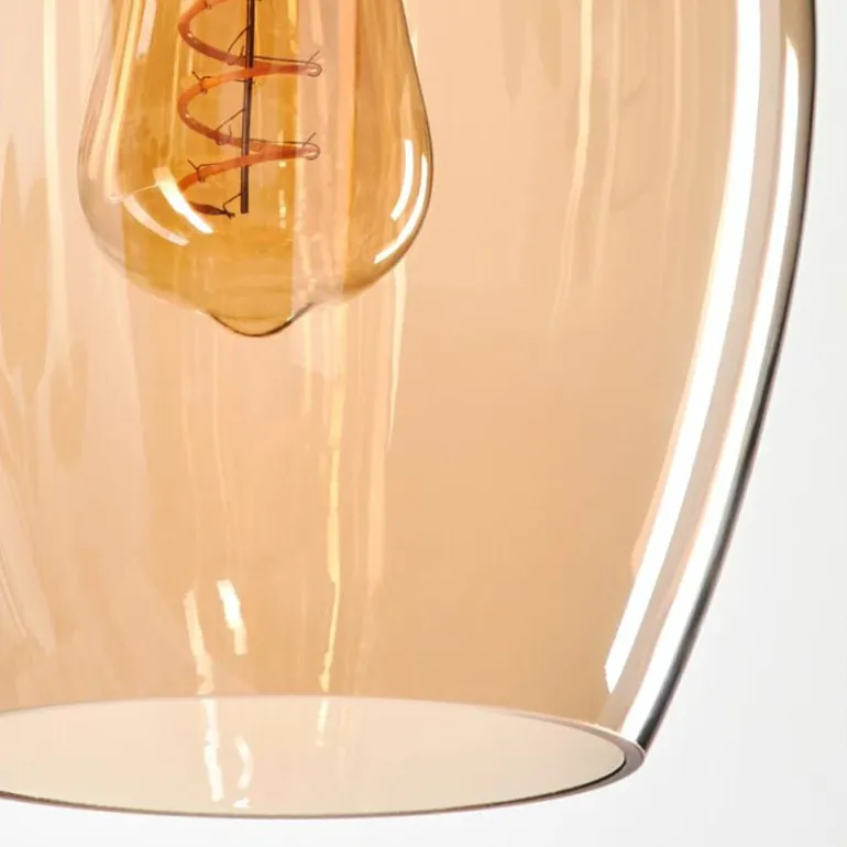 Suspension Verre 20cm Vevino Ambre, 3 lumières