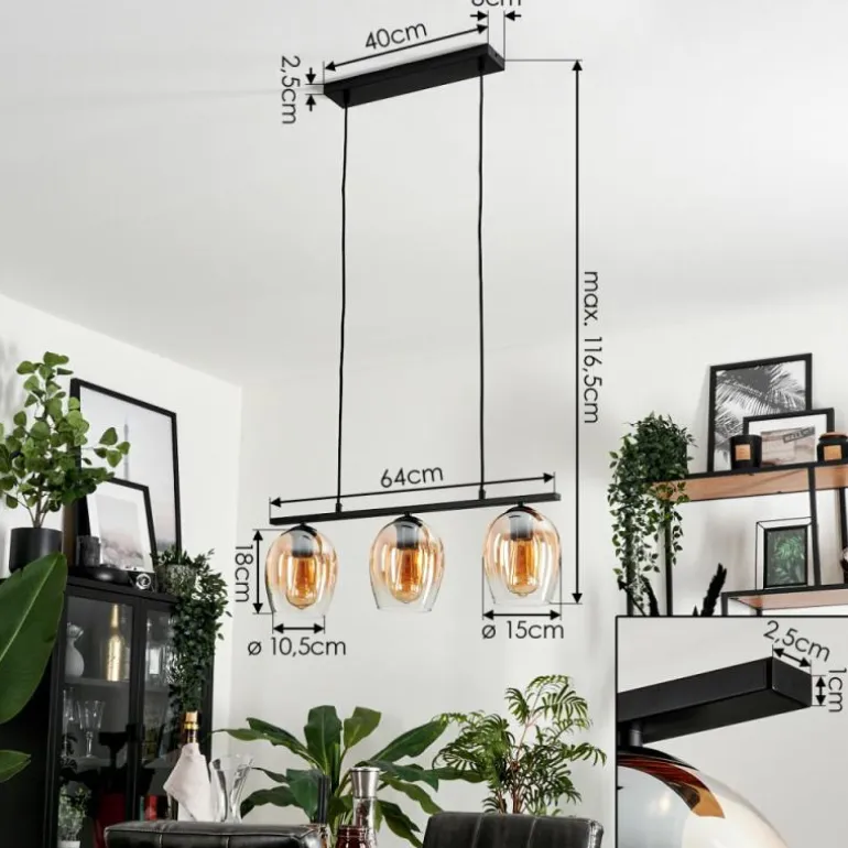 Suspension Verre 15cm Vevino Clair, 3 lumières