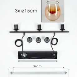 Suspension Verre 15cm Vevino Clair, 3 lumières