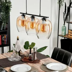 Suspension Verre 20cm Vevino Clair, 3 lumières
