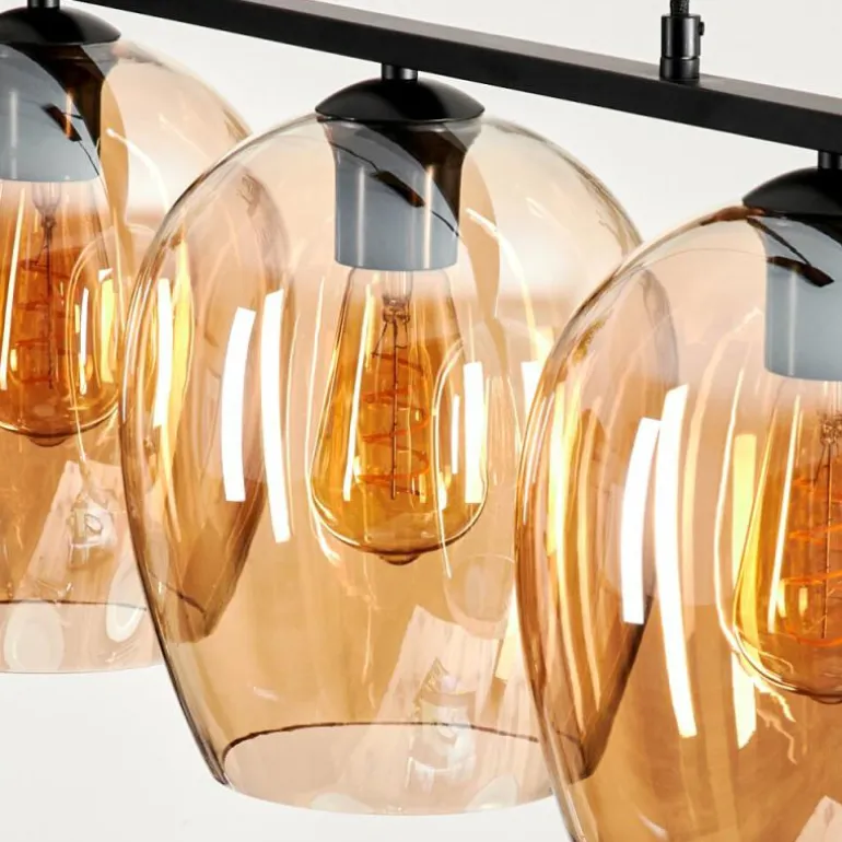 Suspension Verre 20cm Vevino Ambre, 3 lumières