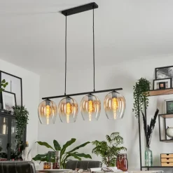 Suspension Verre 20cm Vevino Clair, 4 lumières