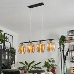 Suspension Verre 20cm Vevino Ambre, 4 lumières