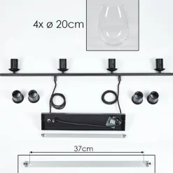 Suspension Verre 20cm Vevino Clair, 4 lumières