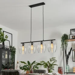Suspension Verre 20cm Vevino Clair, 4 lumières