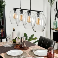 Suspension Verre 20cm Vevino Clair, 4 lumières