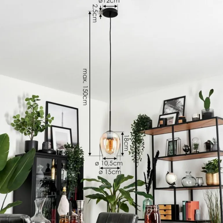 Suspension Verre 15cm Vevino Clair, 1 lumière