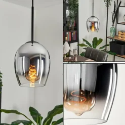 Suspension Verre 15cm Vevino Chrome, Clair, Fumé, 1 lumière