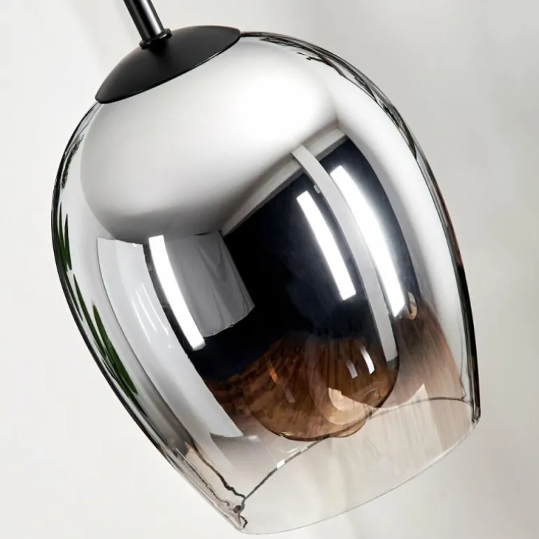 Suspension Verre 15cm Vevino Chrome, Clair, Fumé, 1 lumière