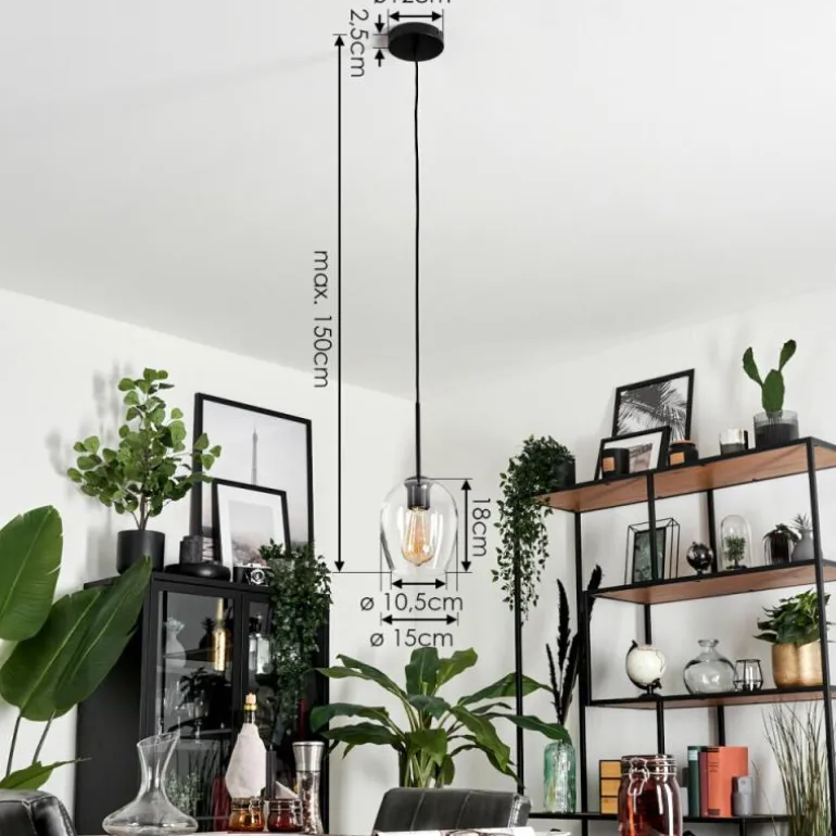 Suspension Verre 15cm Vevino Clair, 1 lumière