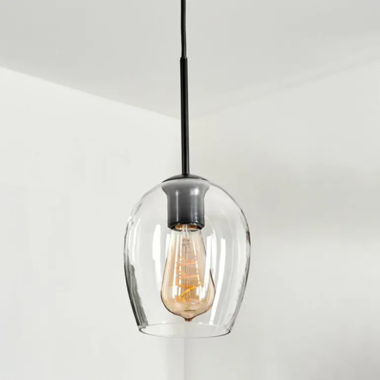Suspension Verre 15cm Vevino Clair, 1 lumière