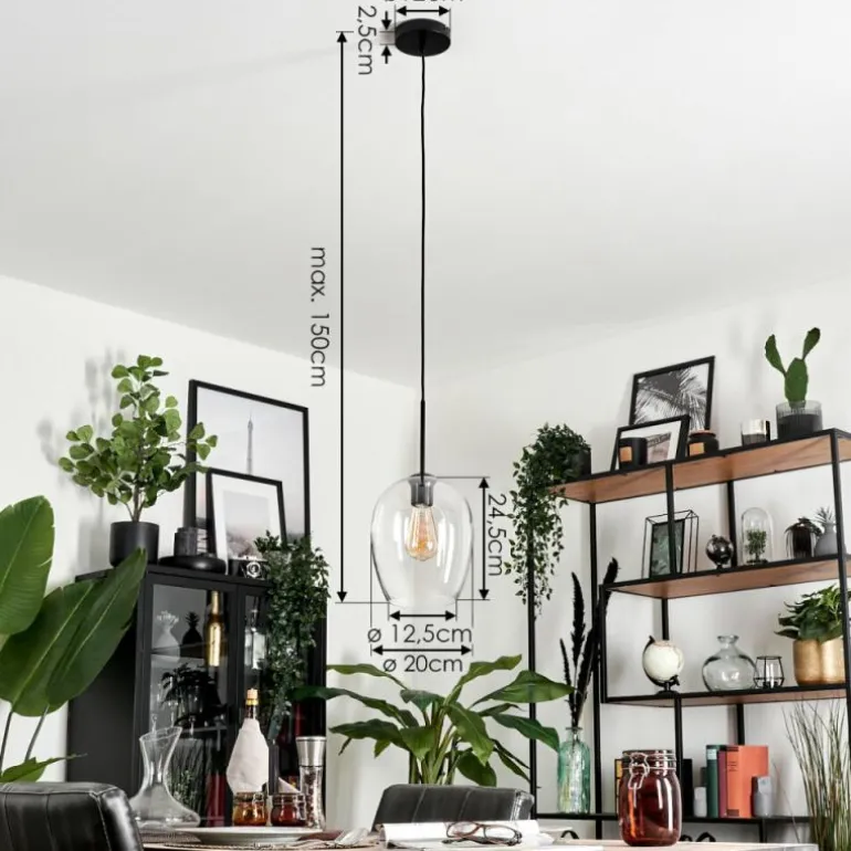 Suspension Verre 20cm Vevino Clair, 1 lumière