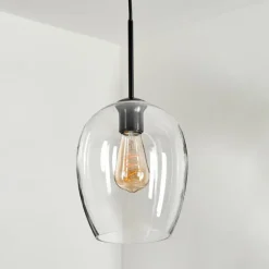 Suspension Verre 20cm Vevino Clair, 1 lumière