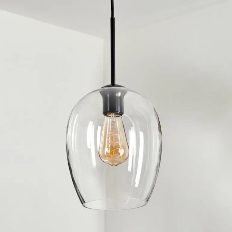 Suspension Verre 20cm Vevino Clair, 1 lumière