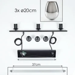 Suspension Verre 20cm Vevino Chrome, Fumé, 3 lumières
