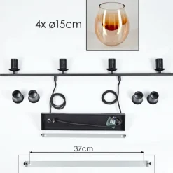 Suspension Verre 15cm Vevino Clair, 4 lumières