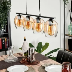 Suspension Verre 15cm Vevino Clair, 4 lumières