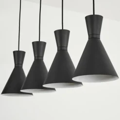 Suspension Vijes Noir, 4 lumières