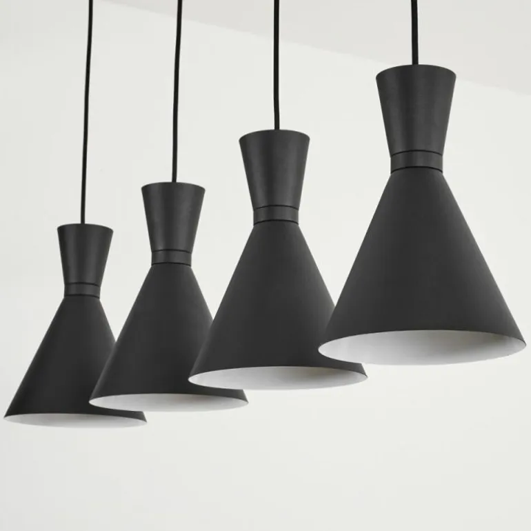 Suspension Vijes Noir, 4 lumières
