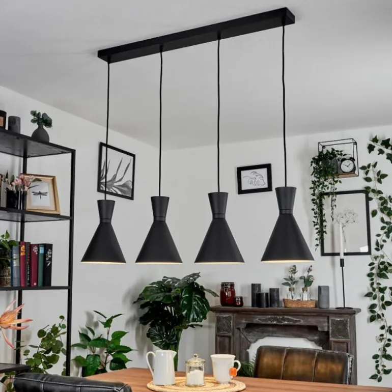 Suspension Vijes Noir, 4 lumières