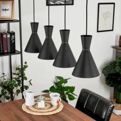 Suspension Vijes Noir, 4 lumières