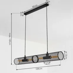 Suspension Vislanda Noir, 1 lumière
