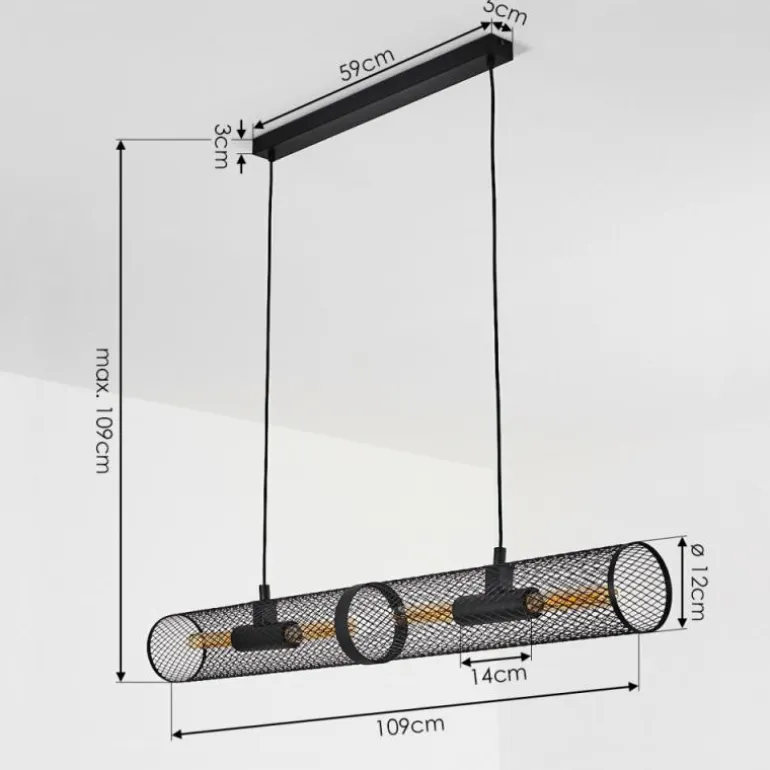 Suspension Vislanda Noir, 1 lumière
