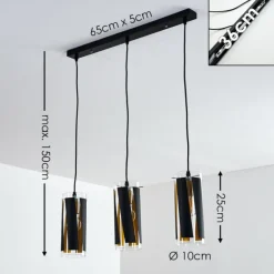 Suspension Vänersborg Noir, 3 lumières