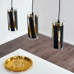 Suspension Vänersborg Noir, 3 lumières