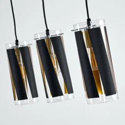 Suspension Vänersborg Noir, 3 lumières