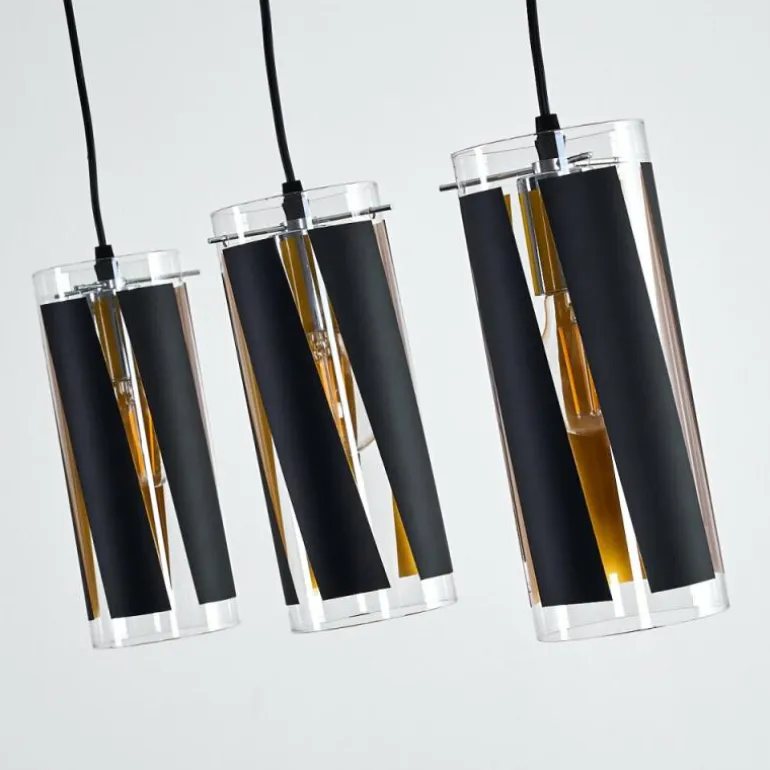 Suspension Vänersborg Noir, 3 lumières