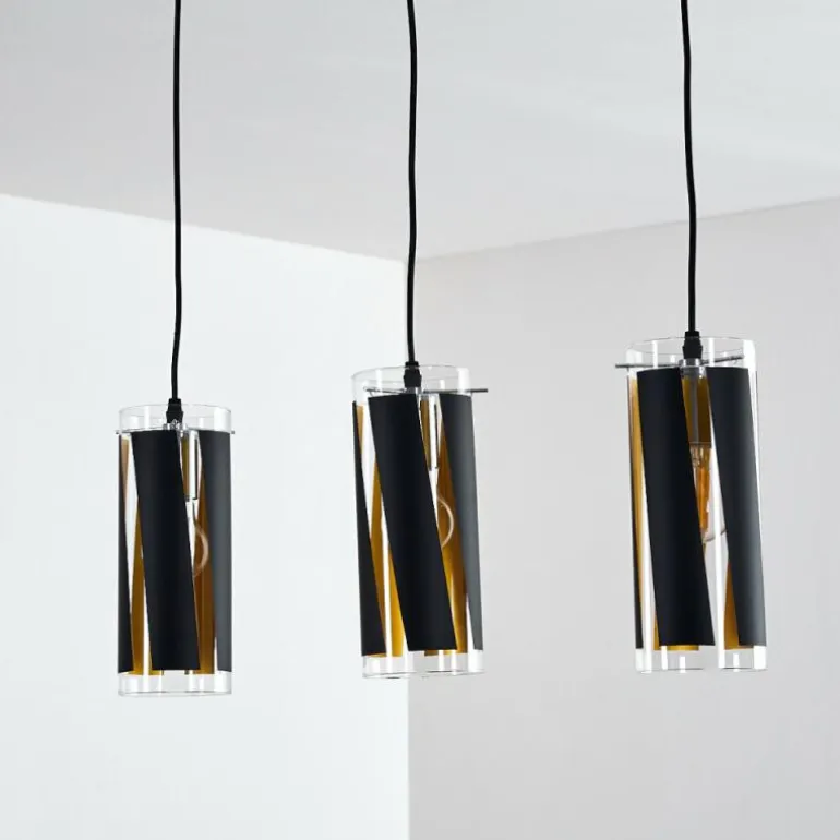 Suspension Vänersborg Noir, 3 lumières