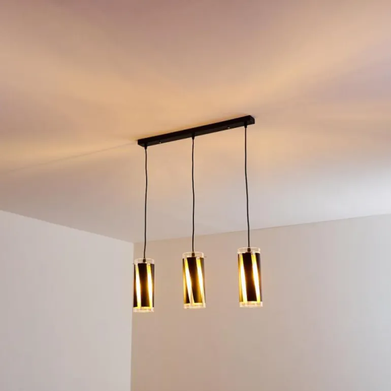 Suspension Vänersborg Noir, 3 lumières