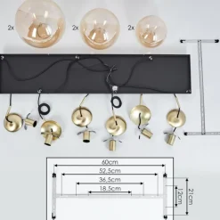 Suspension Voluntad Laiton, Noir, 6 lumières