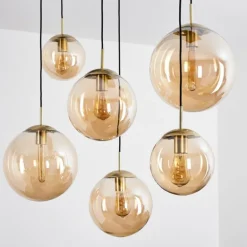 Suspension Voluntad Laiton, Noir, 6 lumières