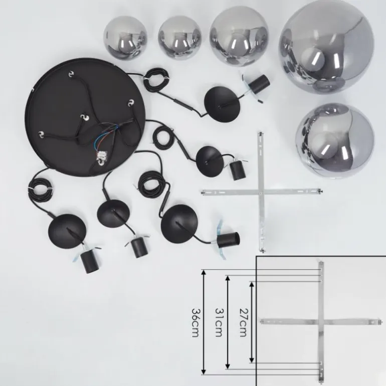 Suspension Voluntad Noir, 5 lumières