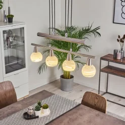 Suspension Warga LED Nickel mat, 4 lumières