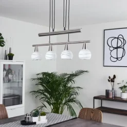 Suspension Warga LED Nickel mat, 4 lumières