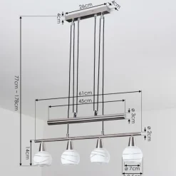 Suspension Warga LED Nickel mat, 4 lumières