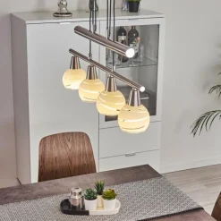 Suspension Warga LED Nickel mat, 4 lumières