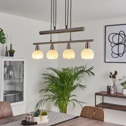 Suspension Warga LED Nickel mat, 4 lumières