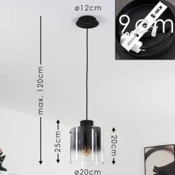 Suspension Wichita Fumée, Noir, 1 lumière