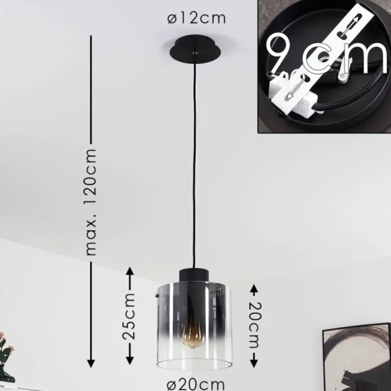 Suspension Wichita Fumée, Noir, 1 lumière