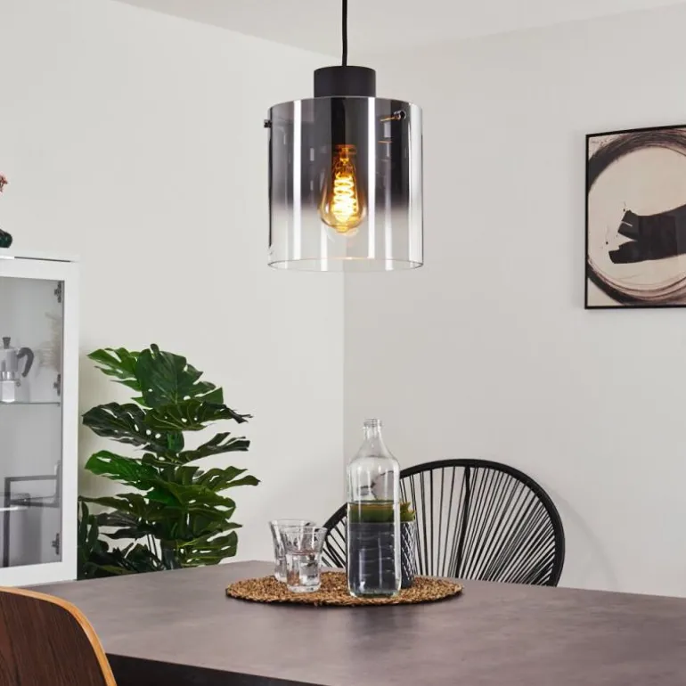 Suspension Wichita Fumée, Noir, 1 lumière
