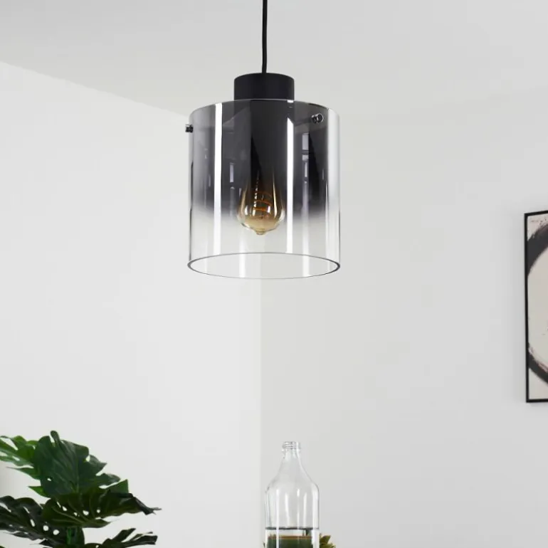 Suspension Wichita Fumée, Noir, 1 lumière